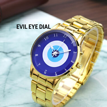 Golden Evil Eye Watch with Free Golden Chain (MGWC28)