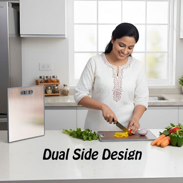 2 In 1 Steel & Wooden Chopping Board (CB5)
