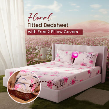 Floral Fitted Bedsheet With 2 Pillow Covers Free (DBS33)