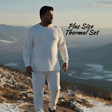 Warm And Comfortable White Plus Size Thermal Set For Men (WTP1)