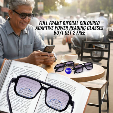 Full Frame Bifocal Coloured Adaptive Power Reading Glasses Buy1 Get 2 Free (3BCORG15)