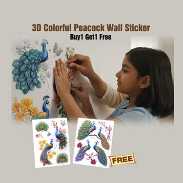 3D Colorful Peacock Wall Sticker B1 G1 Free (3DWS8)