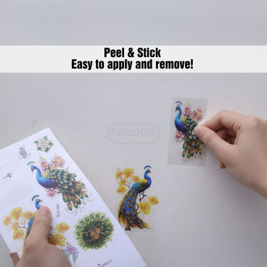 3D Colorful Peacock Wall Sticker B1 G1 Free (3DWS8)