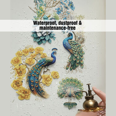 3D Colorful Peacock Wall Sticker B1 G1 Free (3DWS8)