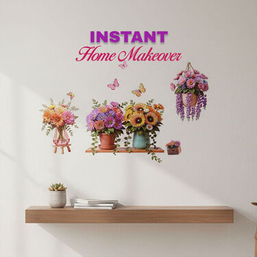 3D Flower Pot Wall Sticker (3DWS10)