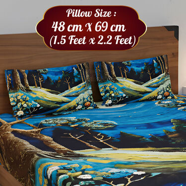 3D Fantasy Forest Bedsheet With 2 Pillow Covers Free (DBS32)