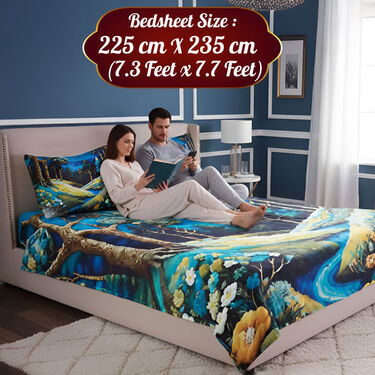 3D Fantasy Forest Bedsheet With 2 Pillow Covers Free (DBS32)
