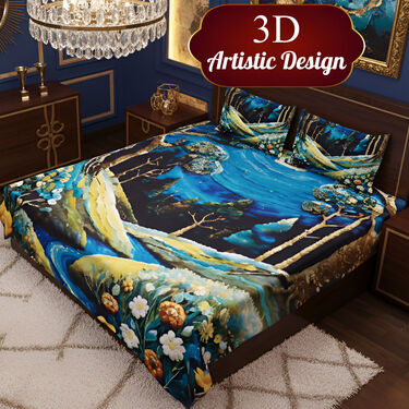 3D Fantasy Forest Bedsheet With 2 Pillow Covers Free (DBS32)