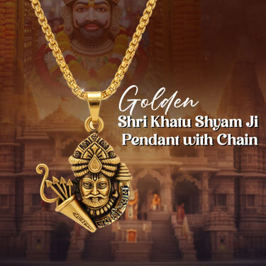Golden Shri Khatu Shyam Ji Pendant With Chain (SKSPN12)
