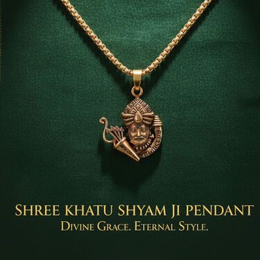 Golden Shri Khatu Shyam Ji Pendant With Chain (SKSPN12)