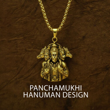 Golden Panchmukhi Hanuman Pendant Chain With Hanuman Kada (HPCK)