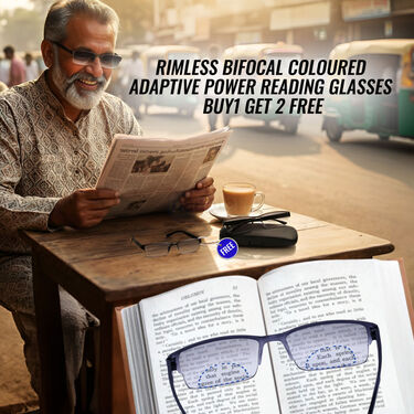Rimless Bifocal Coloured Adaptive Power Reading Glasses Buy1 Get 2 Free (3BCORG16)