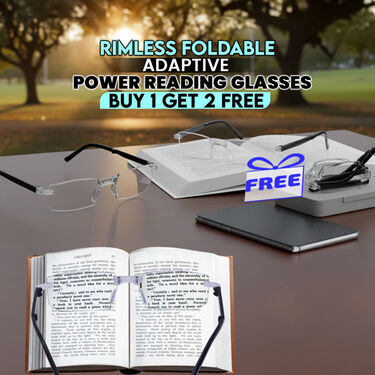 Rimless Foldable Adaptive Power Reading Glasses Buy 1 Get 2 Free  (3FORG12)