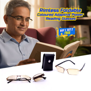 Rimless Foldable Coloured Adaptive Power Reading Glasses Buy 1 Get 2 Free (3FCORG13)