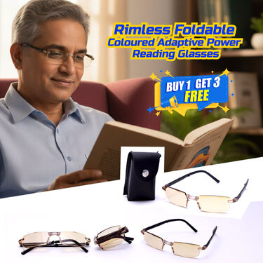 Rimless Foldable Adaptive Power Reading Glasses Buy 1 Get 3 Free  (4FCORG13)