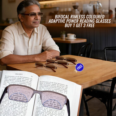 Bifocal Rimless Colored Adaptive Power Reading Glasses - Buy1 Get 3 Free (4BCORG2)
