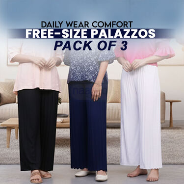 Daily Wear Comfort Free-Size Palazzos Pack of 3 (3WP2)