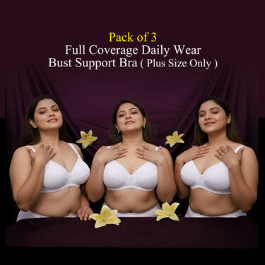Pack of 3 Full Coverage Daily Wear Bust Support Bra - Plus Size Only (3FCB5)