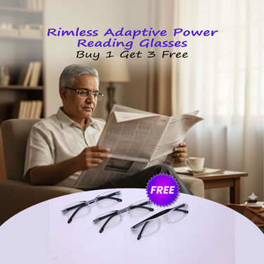 Rimless Adaptive Power Reading Glasses B1 G3 Free (4RG1)