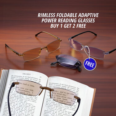 Rimless Foldable Adaptive Power Reading Glasses Buy 1 Get 2 Free Combo  (2FORG10CRG1)