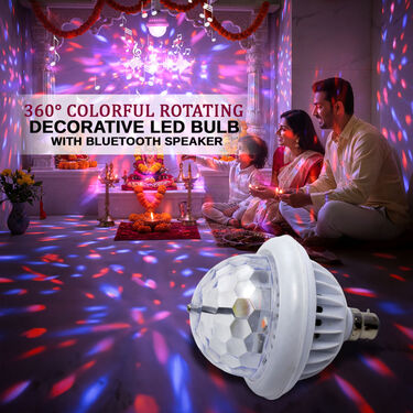 360 Degree Colorful Rotating LED Decorative Disco LED Bulb With Bluetooth Speaker (BLS18)