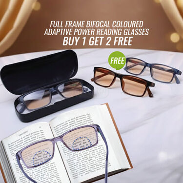 Full Frame Bifocal Coloured Adaptive Power Reading Glasses Buy1 Get2 Free (3BCORG18)