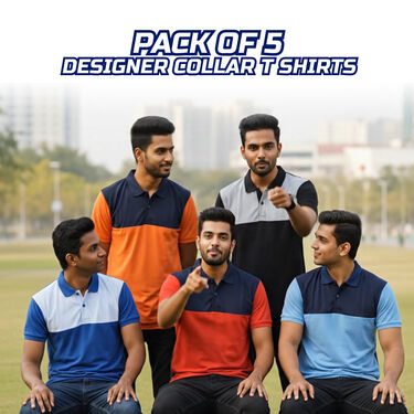 Pack of 5 Designer Collar T-Shirts (5PT26)
