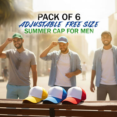 Pack of 6 Adjustable Free Size Cap For Men (SCM1)