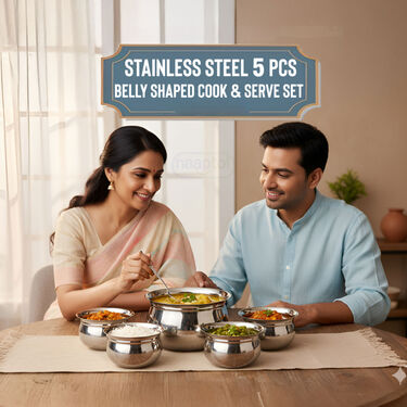 Stainless Steel 5 Pcs Cook & Serve Set (5SSG1)