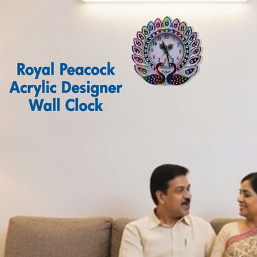 Royal Peacock Acrylic Designer Wall Clock (DWC)
