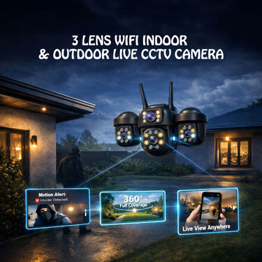 3 Lens WiFi Indoor & Outdoor Live CCTV Camera (CCTV39 CS)