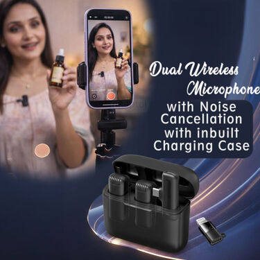 Dual Wireless Microphone With Noise Cancellation With Inbuilt Charging Case (PWM 5)