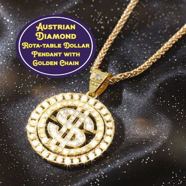 Austrian Dimaond Rotatable Doller Pendant with Golden Chain (MGJC3)
