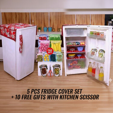 5 Pcs Fridge Cover Set + 10 Free Gifts with Kitchen Scissor (5FC9)