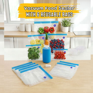 Vacuum Food Sealer With 6 Reusable Bags (PD50)