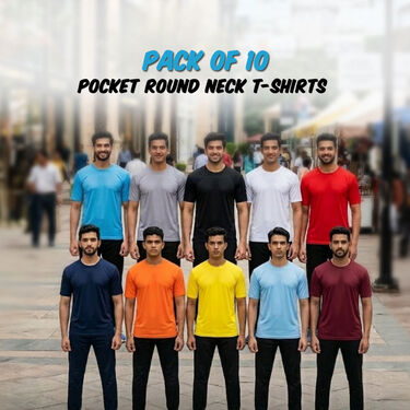 Pack of 10 Pocket Round Neck T-Shirts (10RT8)