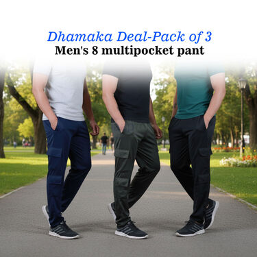 Dhamaka Deal - Pack of 3 Men's 8 pocket pant (3SPT22)