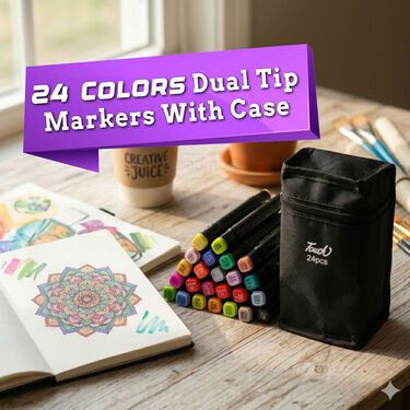 24 Colors Dual Tip Markers With Case (24M)