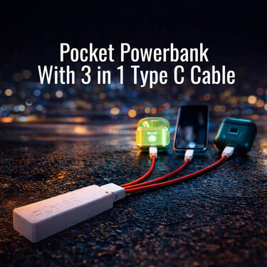 Pocket Powerbank With 3 In 1 Type C Cable (PB37)