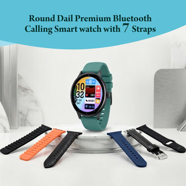 Round dial Premium Bluetooth Calling Smart Watch With 7 Strap (BCSW56)