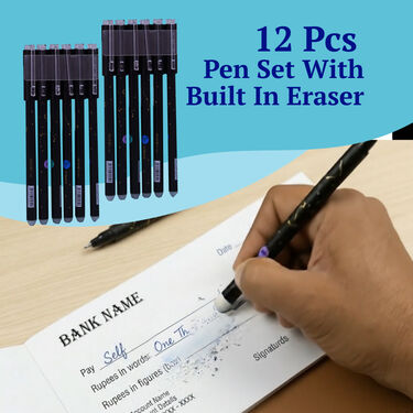 12 Pcs Pen With Eraser (12PE)