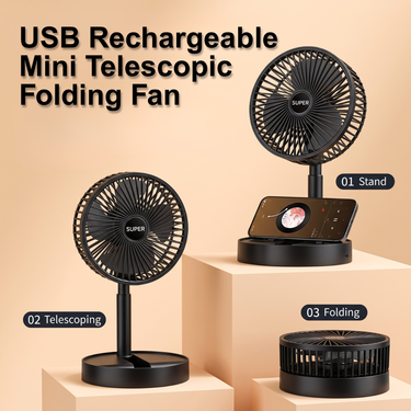 USB Rechargeable Mini Telescopic Folding Fan (EF37)