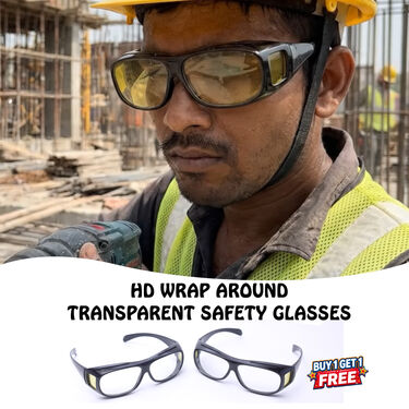 HD Wrap Around Transparent Safety Glasses B1 G1 Free (2TSG)