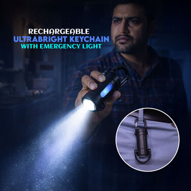 Rechargeable Ultrabright Keychain Flashlight With Emergency Light (LL46)