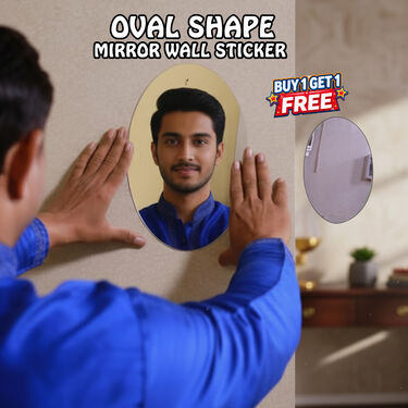 Oval Shape Mirror Wall Sticker - B1G1 (MSW6)