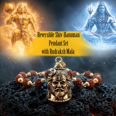 Reversible Shiv-Hanuman Pendant Set with Ruraksh Mala (RSHPRM3)
