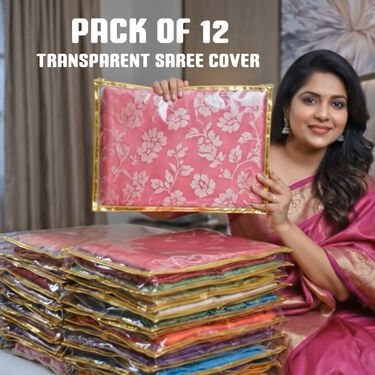Pack of 12 Transparent Saree Cover (12SC)