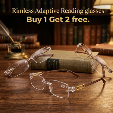 Rimless Adaptive Power Reading Glasses B1 G2 Free (3ORG14)