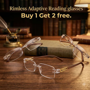 Rimless Adaptive Power Reading Glasses B1 G2 Free (3ORG14)