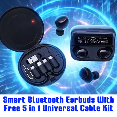 Smart Bluetooth Earbuds With 5 In 1 Universal Cable Kit (CDC22)